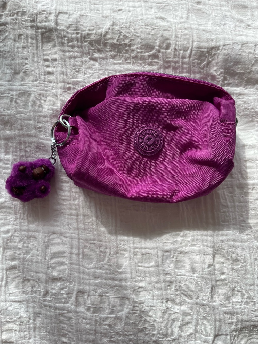 Kipling Small Purple Creativity Pouch Wallet with Monkey Keychain FIEN